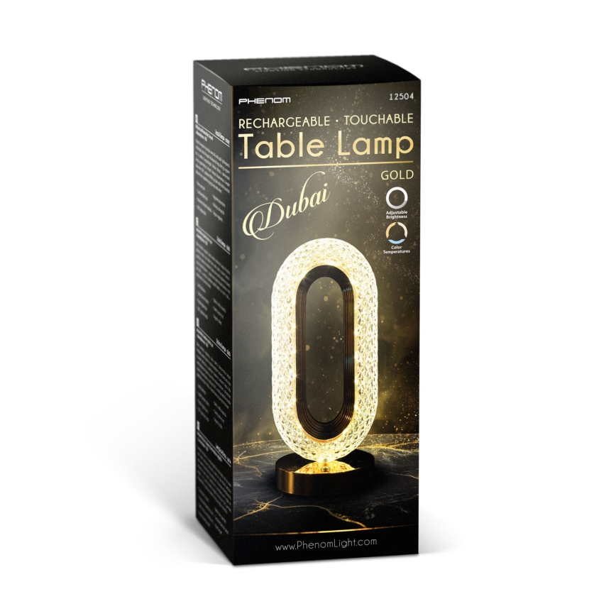 LED s prigušivanjem punjiva stolna svjetiljka DUBAI LED/2W/5V 2700K/4000K/6500K 400 mAh zlatna