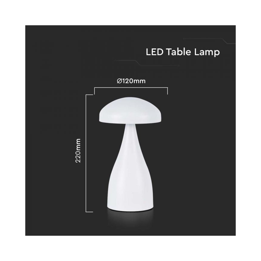 LED Prigušiva punjiva stolna lampa na dodir LED/1W/5V 3000-6000K 1800 mAh bijela