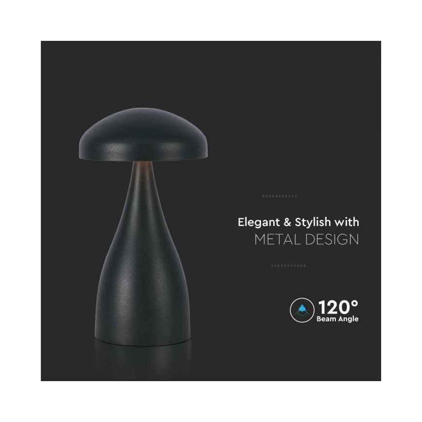 LED Prigušiva punjiva stolna lampa na dodir LED/1W/5V 3000-6000K 1800 mAh crna