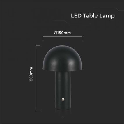 LED Prigušiva punjiva stolna lampa na dodir LED/1W/5V 3000-6000K 1800 mAh crna