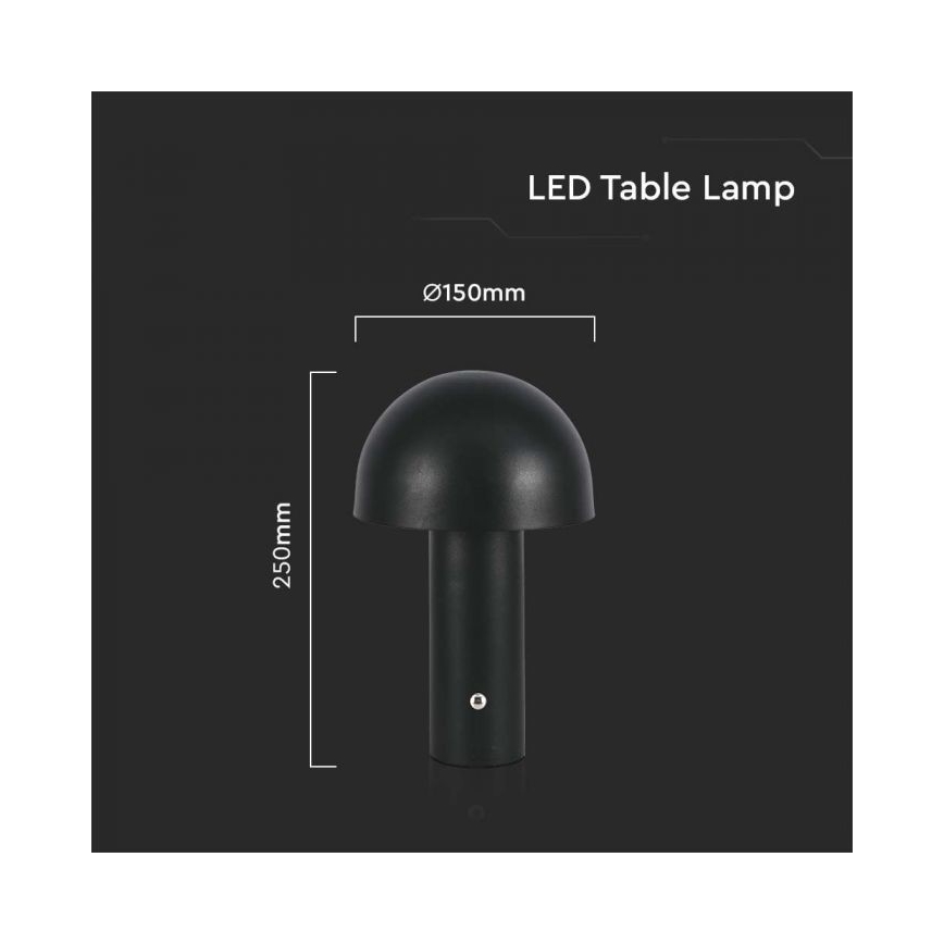 LED Prigušiva punjiva stolna lampa na dodir LED/1W/5V 3000-6000K 1800 mAh crna