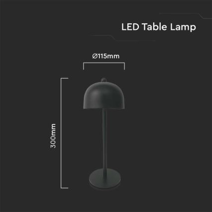 LED Prigušiva punjiva stolna lampa na dodir LED/1W/5V 3000-6000K 1800 mAh crna