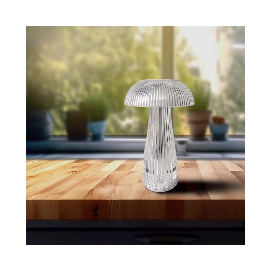 LED Prigušiva punjiva stolna lampa na dodir LED/1W/5V 3000-6000K 1800 mAh prozirna