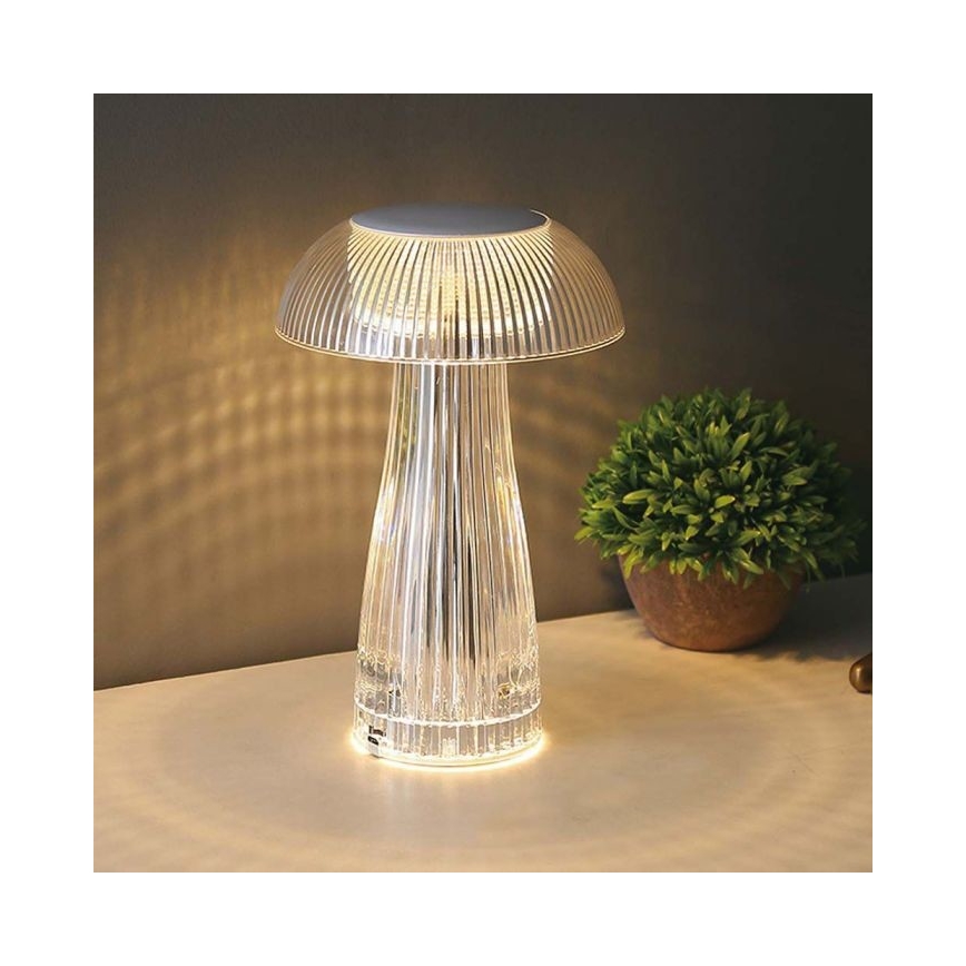 LED Prigušiva punjiva stolna lampa na dodir LED/1W/5V 3000-6000K 1800 mAh prozirna