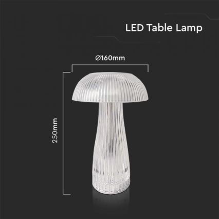 LED Prigušiva punjiva stolna lampa na dodir LED/1W/5V 3000-6000K 1800 mAh prozirna