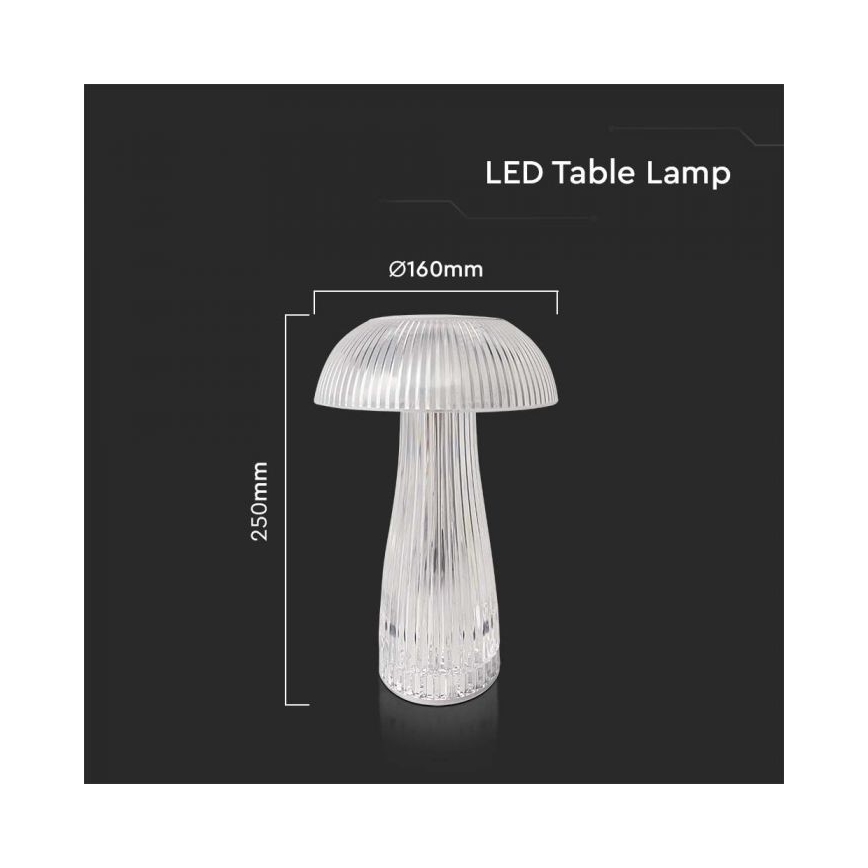 LED Prigušiva punjiva stolna lampa na dodir LED/1W/5V 3000-6000K 1800 mAh prozirna