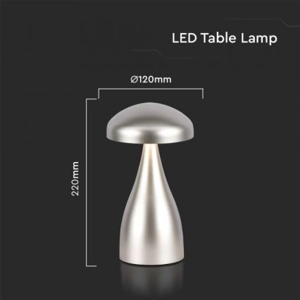 LED Prigušiva punjiva stolna lampa na dodir LED/1W/5V 3000-6000K 1800 mAh srebrna