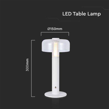 LED Prigušiva punjiva stolna lampa na dodir LED/1W/5V 3000K 1800 mAh bijela