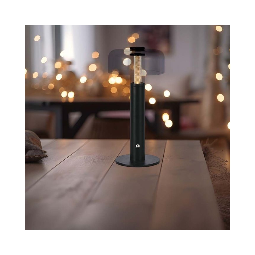 LED Prigušiva punjiva stolna lampa na dodir LED/1W/5V 3000K 1800 mAh crna