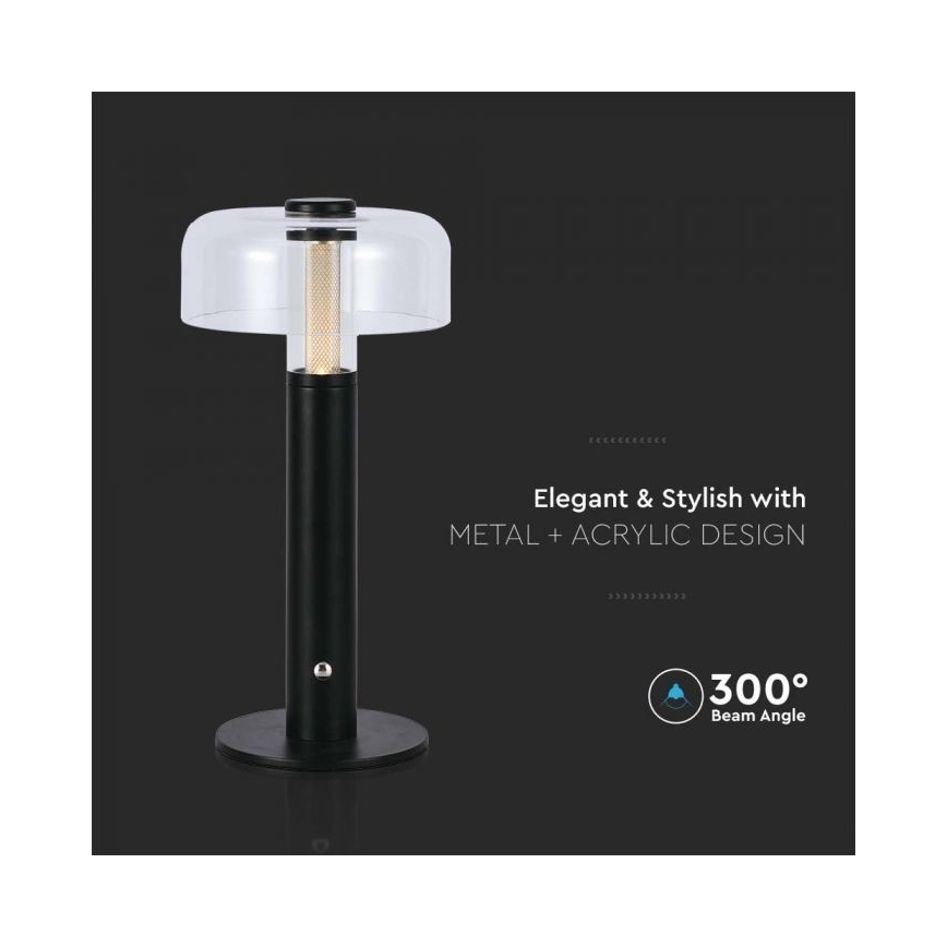 LED Prigušiva punjiva stolna lampa na dodir LED/1W/5V 3000K 1800 mAh crna