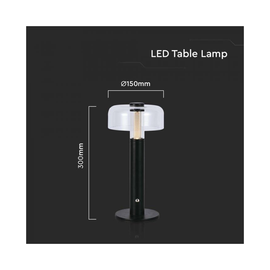 LED Prigušiva punjiva stolna lampa na dodir LED/1W/5V 3000K 1800 mAh crna