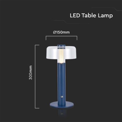 LED Prigušiva punjiva stolna lampa na dodir LED/1W/5V 3000K 1800 mAh plava