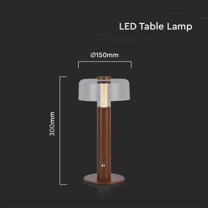 LED Prigušiva punjiva stolna lampa na dodir LED/1W/5V 3000K 1800 mAh smeđa