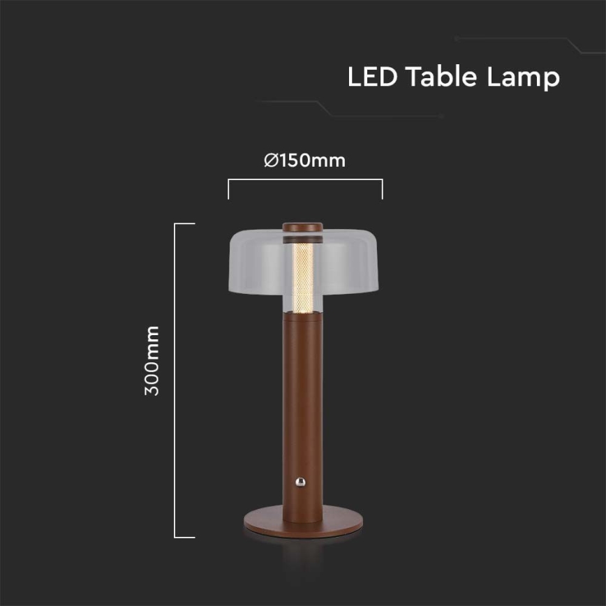 LED Prigušiva punjiva stolna lampa na dodir LED/1W/5V 3000K 1800 mAh smeđa
