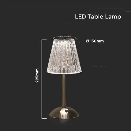LED Prigušiva punjiva dodirna stolna lampa LED/2,4W/5V 3000-6000K 1800 mAh sjajni krom