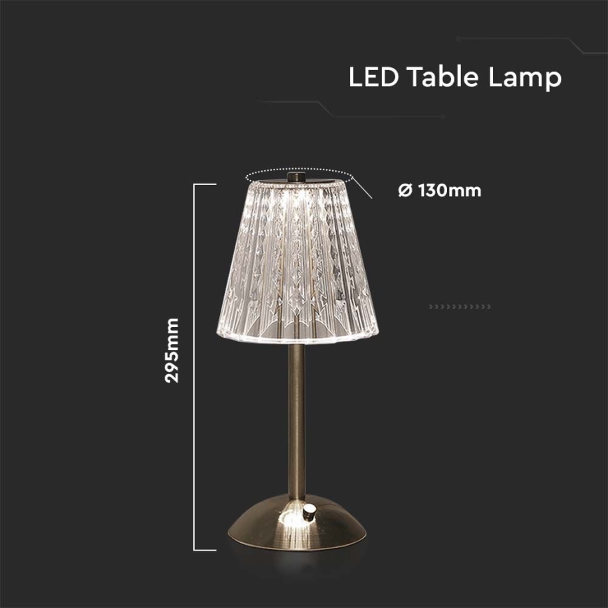 LED Prigušiva punjiva dodirna stolna lampa LED/2,4W/5V 3000-6000K 1800 mAh sjajni krom
