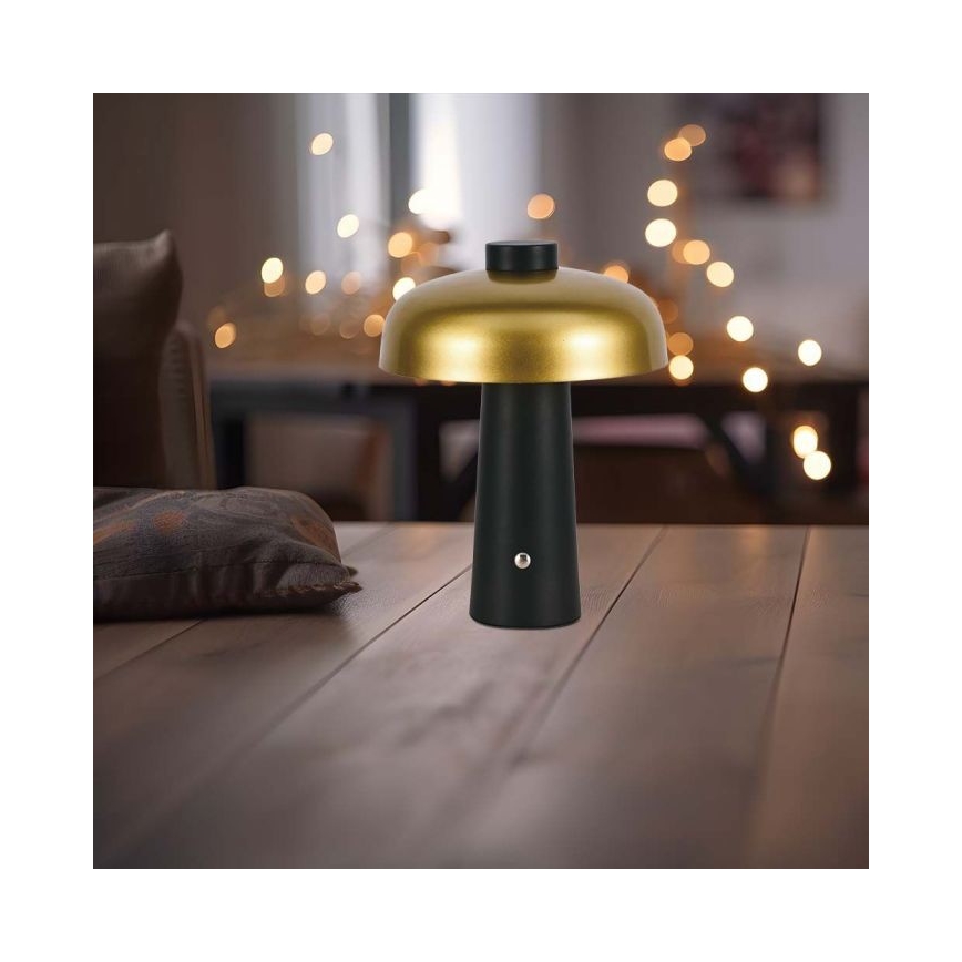 LED Prigušiva punjiva stolna lampa na dodir LED/3W/5V 3000-6000K 1800 mAh crna/zlatna