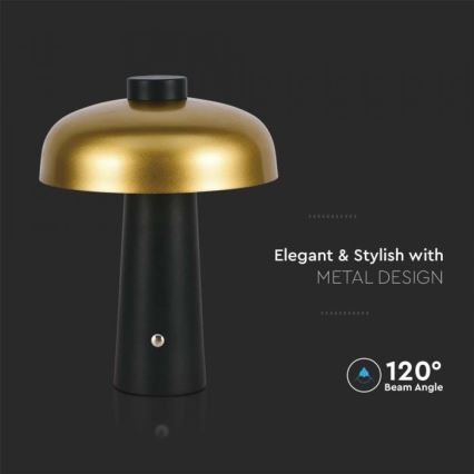 LED Prigušiva punjiva stolna lampa na dodir LED/3W/5V 3000-6000K 1800 mAh crna/zlatna