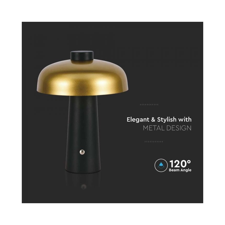 LED Prigušiva punjiva stolna lampa na dodir LED/3W/5V 3000-6000K 1800 mAh crna/zlatna