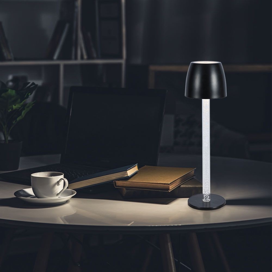 LED Prigušiva punjiva dodirna stolna lampa LED/3W/5V 3000K 1800 mAh crna