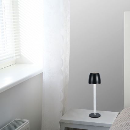 LED Prigušiva punjiva dodirna stolna lampa LED/3W/5V 3000K 1800 mAh crna