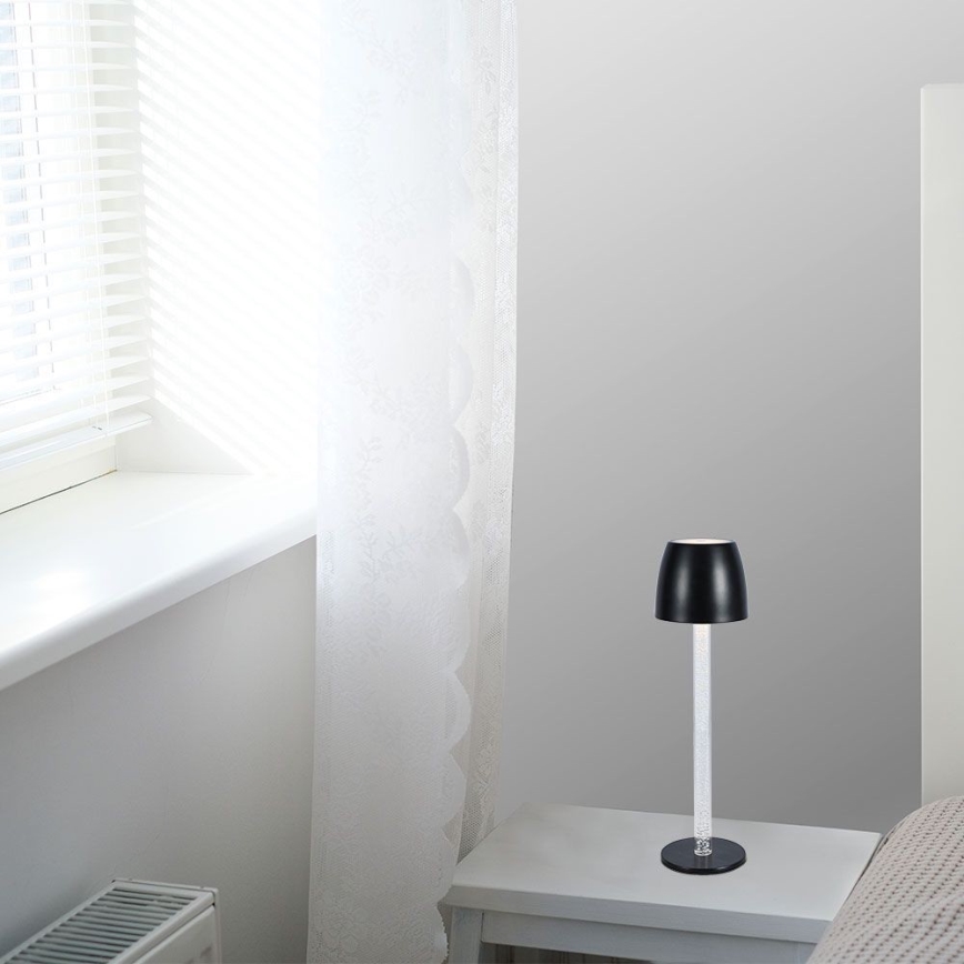 LED Prigušiva punjiva dodirna stolna lampa LED/3W/5V 3000K 1800 mAh crna