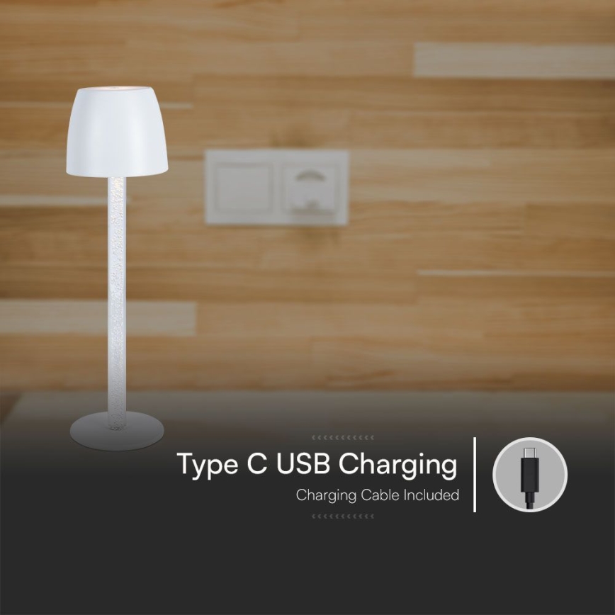 LED Prigušiva punjiva dodirna stolna lampa LED/3W/5V 3000K 1800 mAh crna