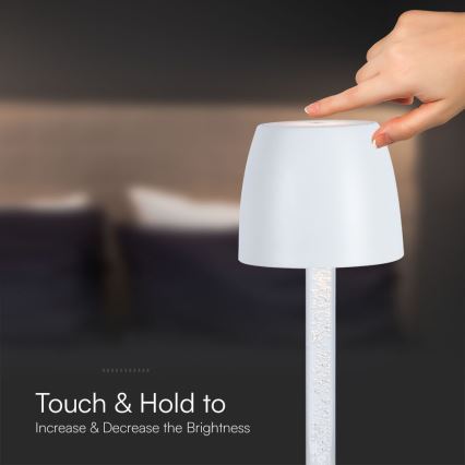 LED Prigušiva punjiva dodirna stolna lampa LED/3W/5V 3000K 1800 mAh crna