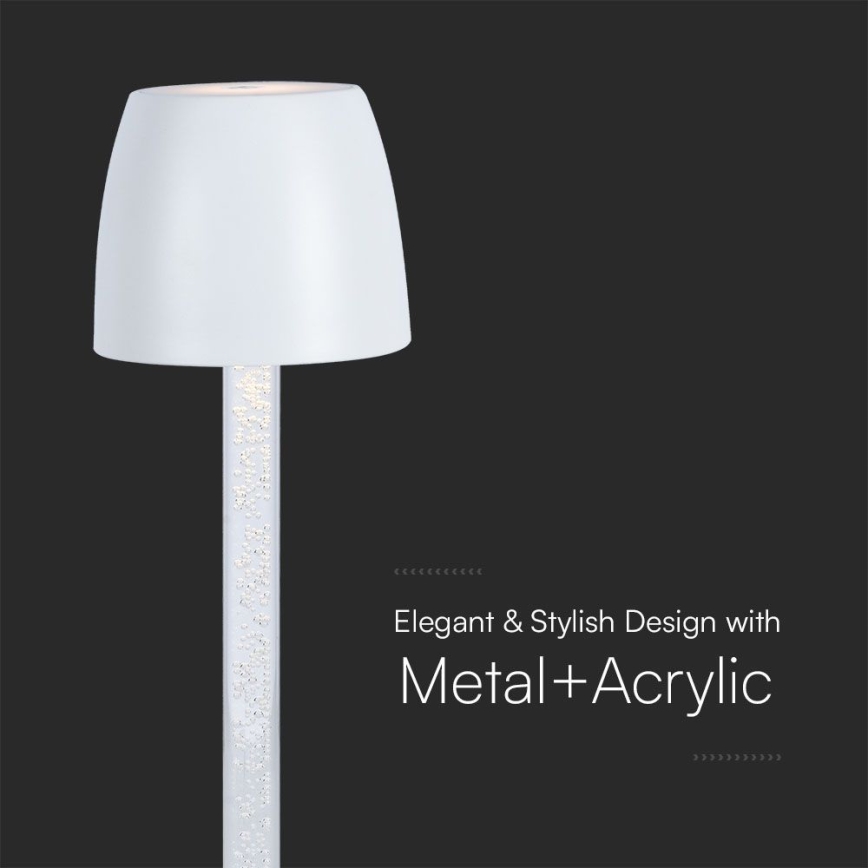 LED Prigušiva punjiva dodirna stolna lampa LED/3W/5V 3000K 1800 mAh crna