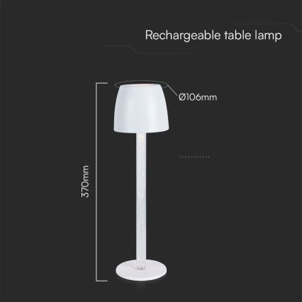 LED Prigušiva punjiva dodirna stolna lampa LED/3W/5V 3000K 1800 mAh crna