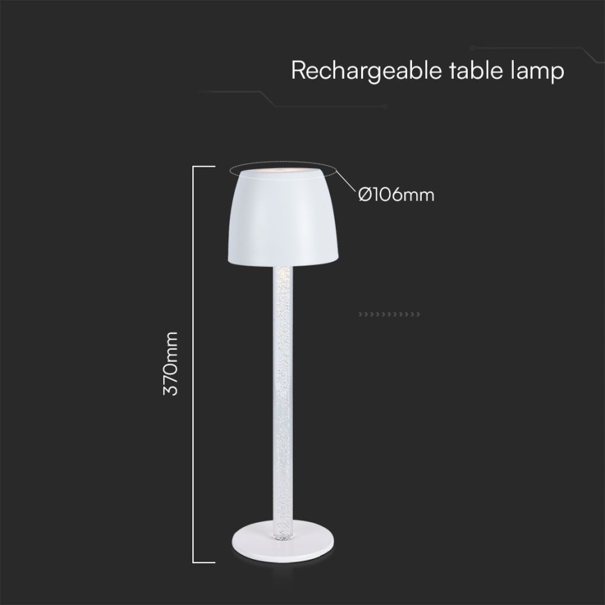 LED Prigušiva punjiva dodirna stolna lampa LED/3W/5V 3000K 1800 mAh crna