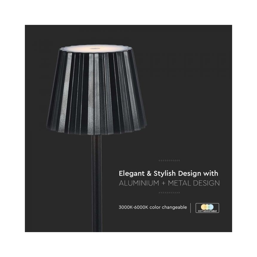 LED Prigušiva punjiva stolna lampa na dodir LED/4W/5V 3000-6000K 1800 mAh crna