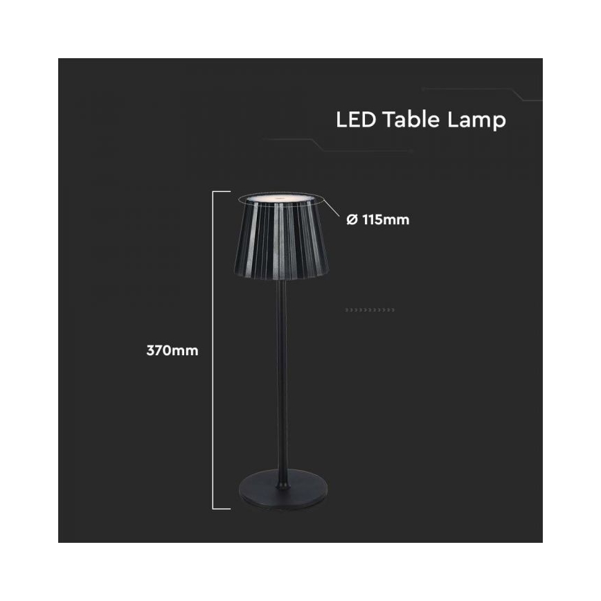 LED Prigušiva punjiva stolna lampa na dodir LED/4W/5V 3000-6000K 1800 mAh crna