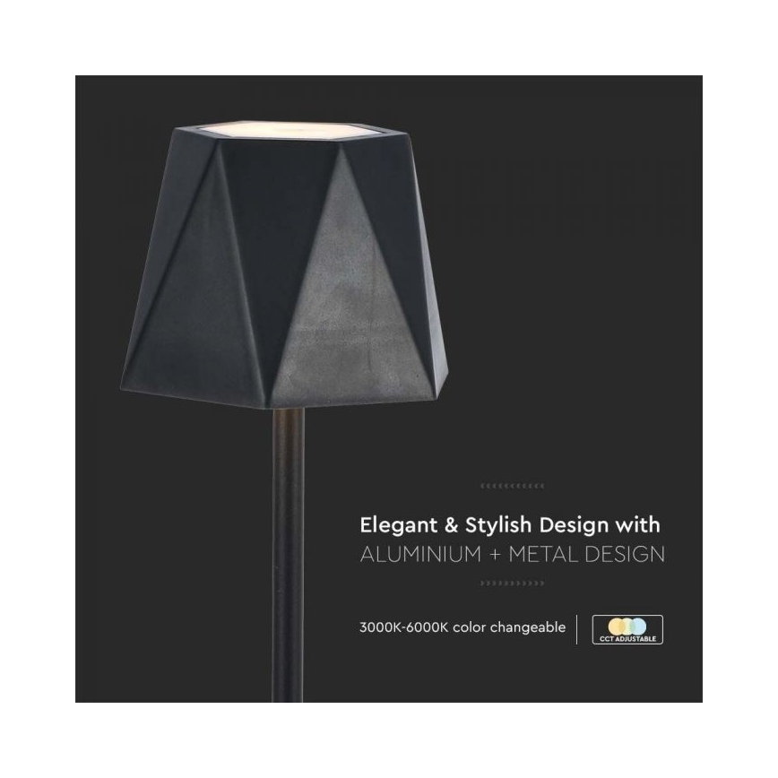 LED Prigušiva punjiva stolna lampa na dodir LED/4W/5V 3000-6000K 1800 mAh crna