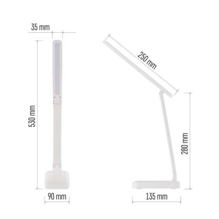 LED Prigušiva punjiva stolna lampa LED/5W/3,7V 3000K/4000K/6500K 800mAh bijela