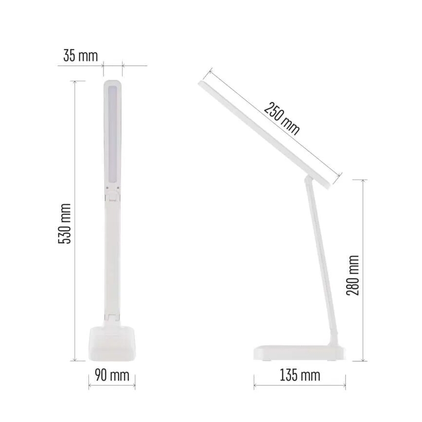 LED Prigušiva punjiva stolna lampa LED/5W/3,7V 3000K/4000K/6500K 800mAh bijela