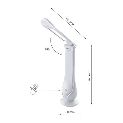 LED Prigušiva punjiva stolna lampa LILLY LED/4W/5V 1200 mAh bijela