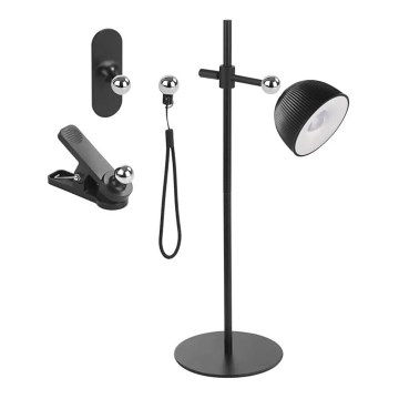 LED Prigušiva punjiva stolna lampa magnetna 4u1 LED/4,2W/3,7V 4000K 1200mAh crna