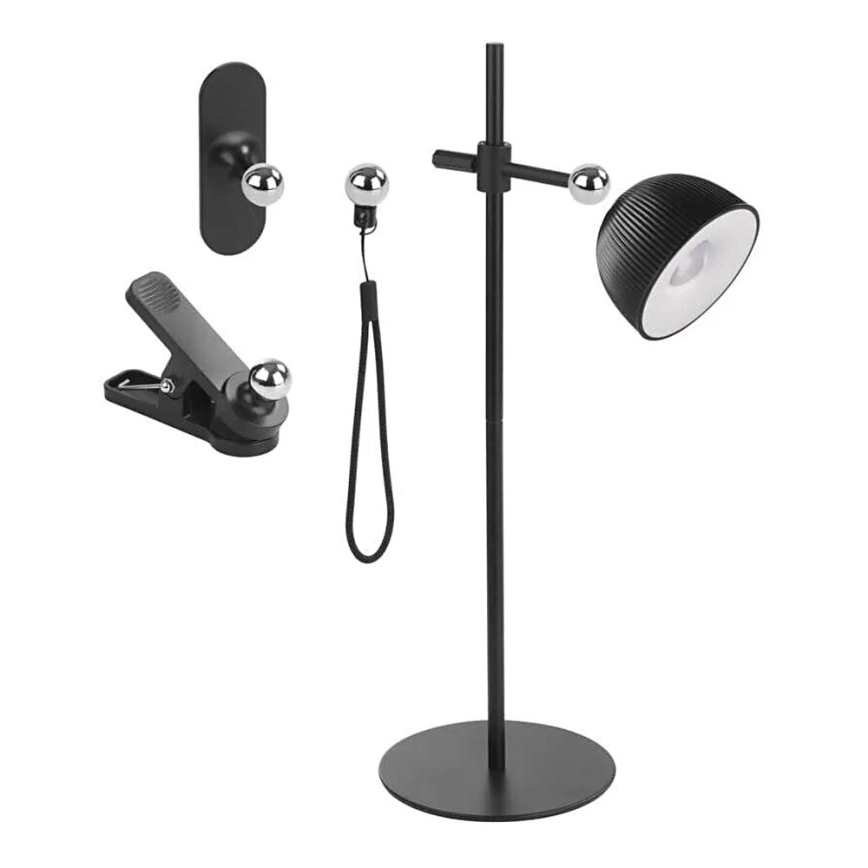 LED Prigušiva punjiva stolna lampa magnetna 4u1 LED/4,2W/3,7V 4000K 1200mAh crna