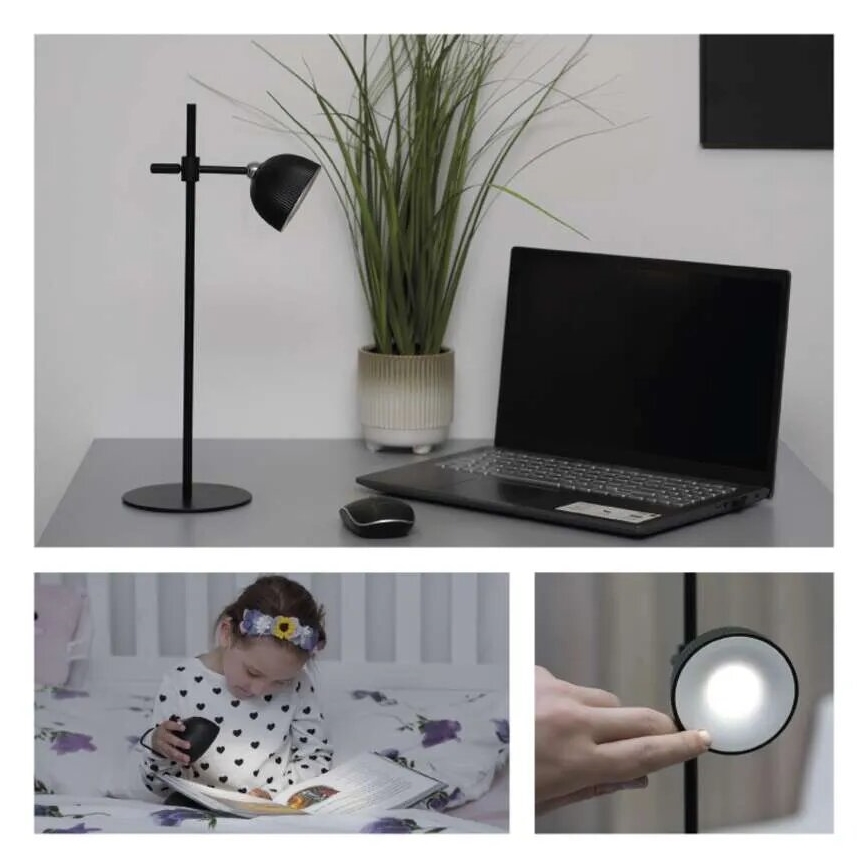 LED Prigušiva punjiva stolna lampa magnetna 4u1 LED/4,2W/3,7V 4000K 1200mAh crna