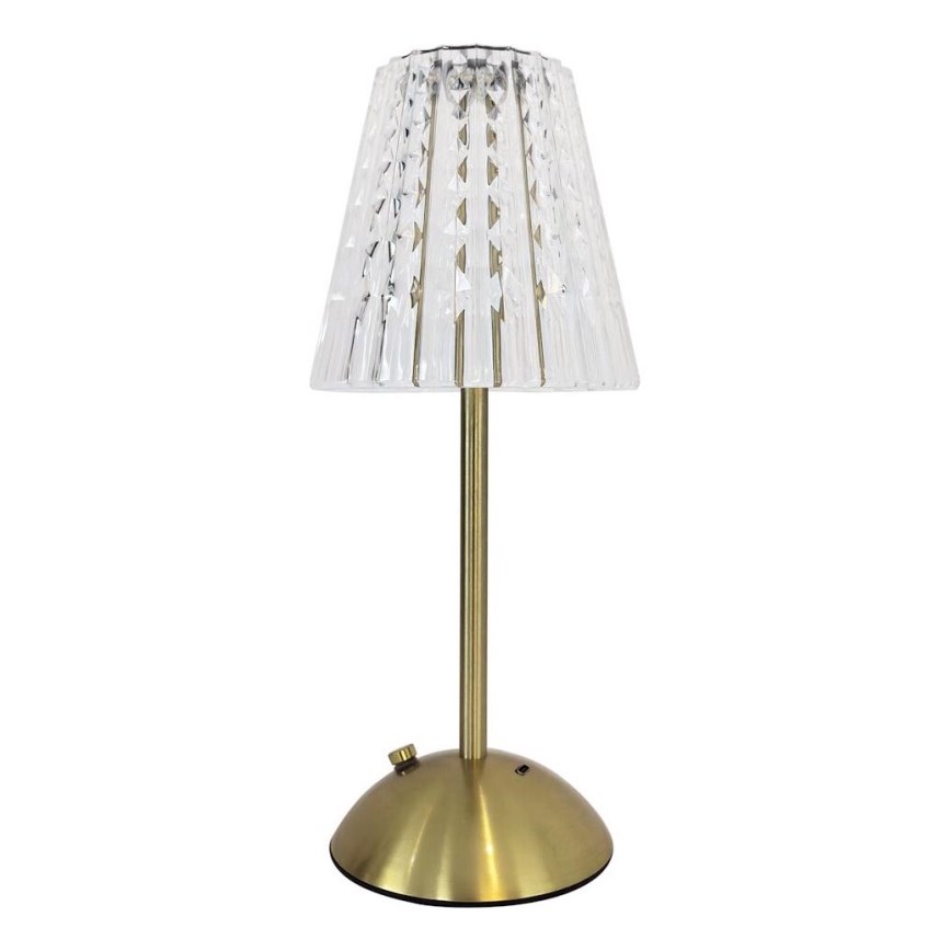 LED Prigušiva punjiva stolna lampa na dodir ELBA LED/1,6W/800 mAh 3000/4000/6000K zlatna/prozirna
