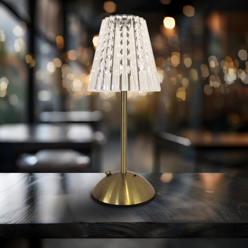 LED Prigušiva punjiva stolna lampa na dodir ELBA LED/1,6W/800 mAh 3000/4000/6000K zlatna/prozirna