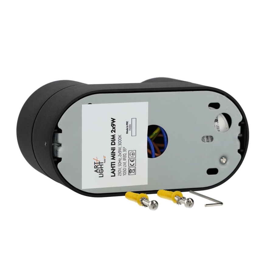 LED Prigušiva reflektorska svjetiljka LAHTI MINI 2xLED/9W/230V 3000K CRI 90 crna