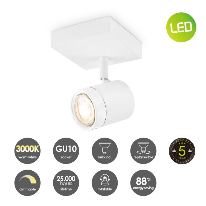 LED Prigušiva reflektorska svjetiljka MANU 1xGU10/5,8W/230V bijela
