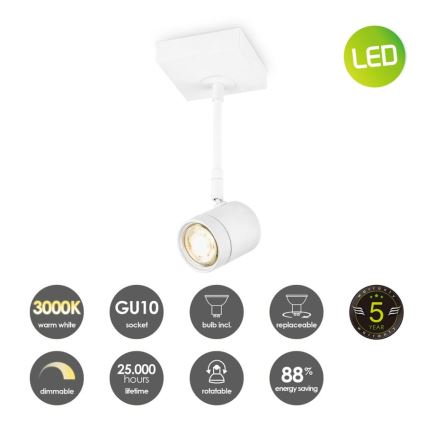 LED Prigušiva reflektorska svjetiljka MANU 1xGU10/5,8W/230V bijela