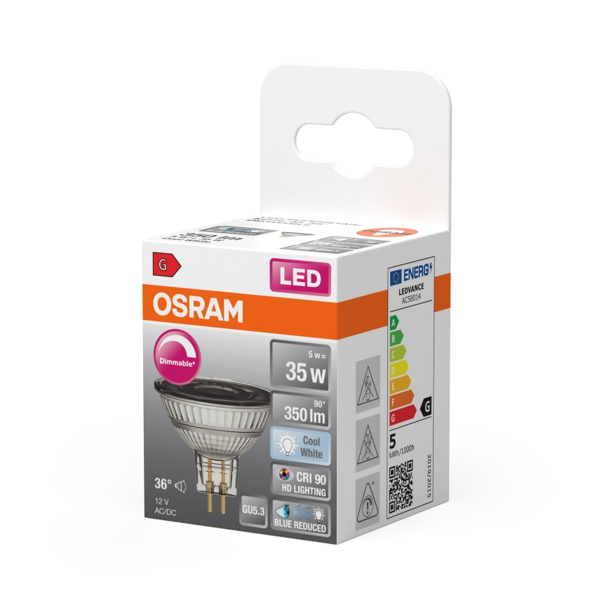 LED prigušiva reflektorska žarulja MR16 GU5,3/5W/12V 4000K 36° CRI 90 - Osram