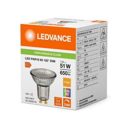 LED prigušiva reflektorska žarulja PAR16 GU10/7W/230V 2700K 120° CRI 90 - Ledvance