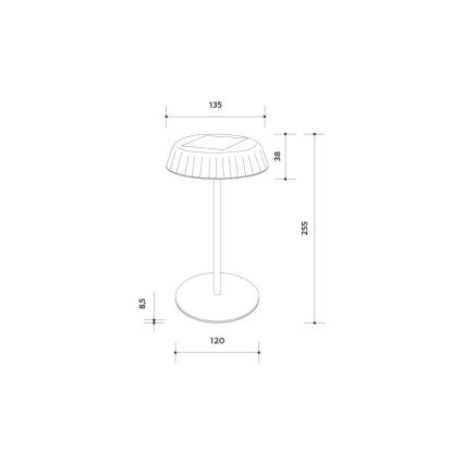 LED Prigušiva solarna punjiva stolna lampa VIVIEN LED/3W/5V 2700K 1600 mAh IP54 crna