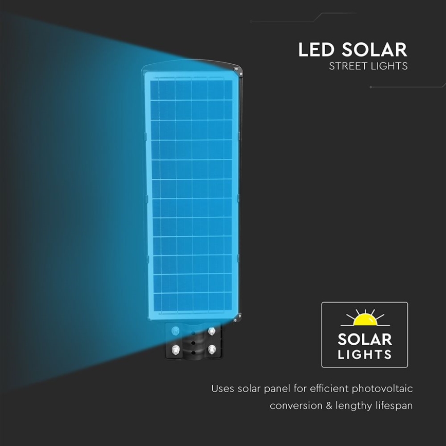 LED Prigušiva solarna ulična svjetiljka sa senzorom pokreta i dana/noći LED/12W/3,2V 6000K IP65 10000 mAh crna + daljinski upravljač