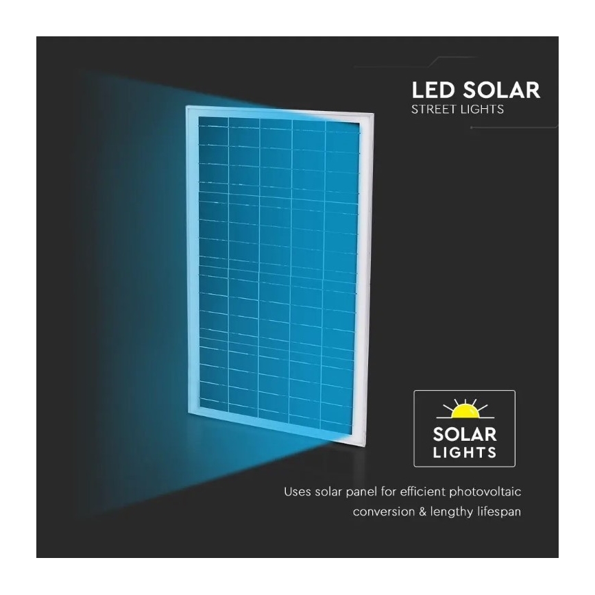 LED Prigušiva solarna ulična svjetiljka LED/50W/6,4V 6000K IP65 50000 mAh + daljinski upravljač